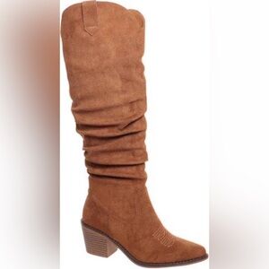Women's Tan Suede Knee-High Boots by Pierre Dumas